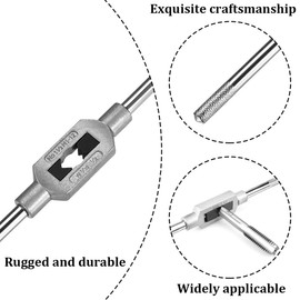 QianDanS Adjustable Tap Wrench Handle, Thread Tap Holder Reamer for Metric M1-12, Zinc Alloy Hand Tapping Tool for Machinist Repair (Silver)