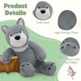 MaoGoLan Big Wolf Plush Toy 22'' Large Wolf Stuffed Animal Fluffy Wolves Stuffy for Kids Girls Boys Party Favors Christmas Valentine's Day Easter Birthday