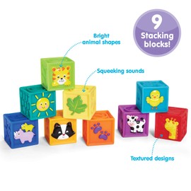 Earlyears Kidoozie Squeak and Stack Blocks Playset for Infants and Toddlers Ages 6-24 Months