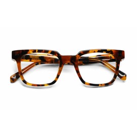 eyebobs In Cahoots Premium Reading Glasses for Women and Men | Square Average-Size Reading Glasses | Caramel Tortoise Front and Temples | 1.25