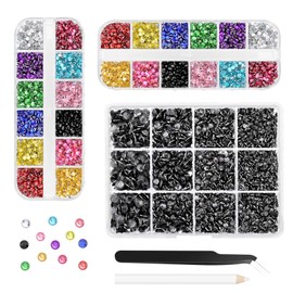 Morcheiong 17000Pcs Resin Rhinestones Colorful Flatback Crystals Diamond Includes Tweezers and Pickup Pen Suitable for Crafting DIY Nail Art Makeup Wedding Dress Clothing Mug