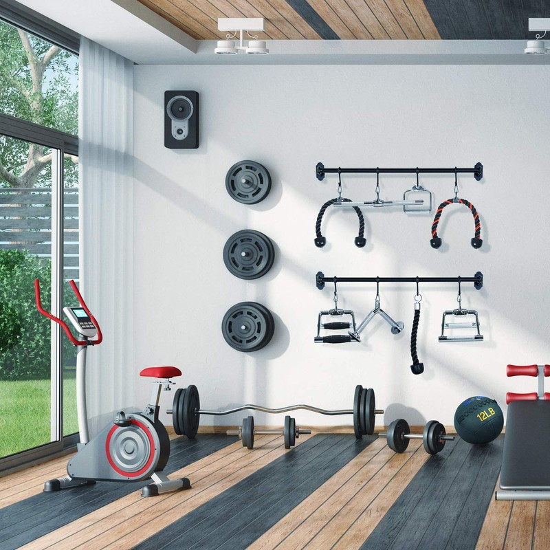 Yes4All Black Combo Tricep Press Down Cable Machine Attachment, LAT