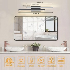 NOVELUX Bathroom Light Fixtures Over Mirror, 32 Inch Retractable LED Bathroom Vanity Light ETL Certificated 2700K-5000K Wall Light 34W Modern Vanity Light Bar Dimmable - Wall Light Fixtures, 2 Pack