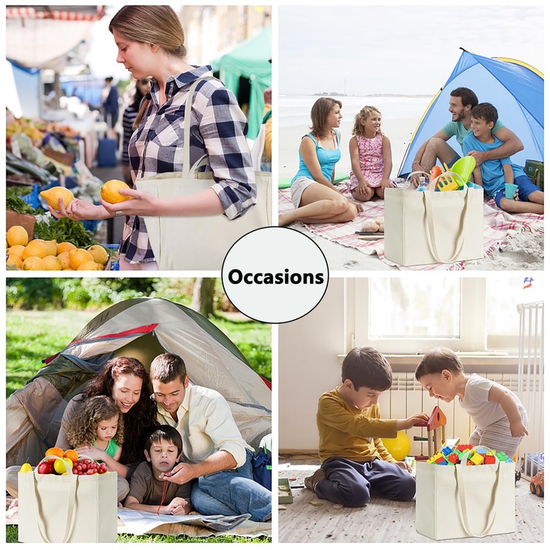 Canvas Grocery Bags, Reusable Shopping Bag Heavy Duty, 4/10 Pack