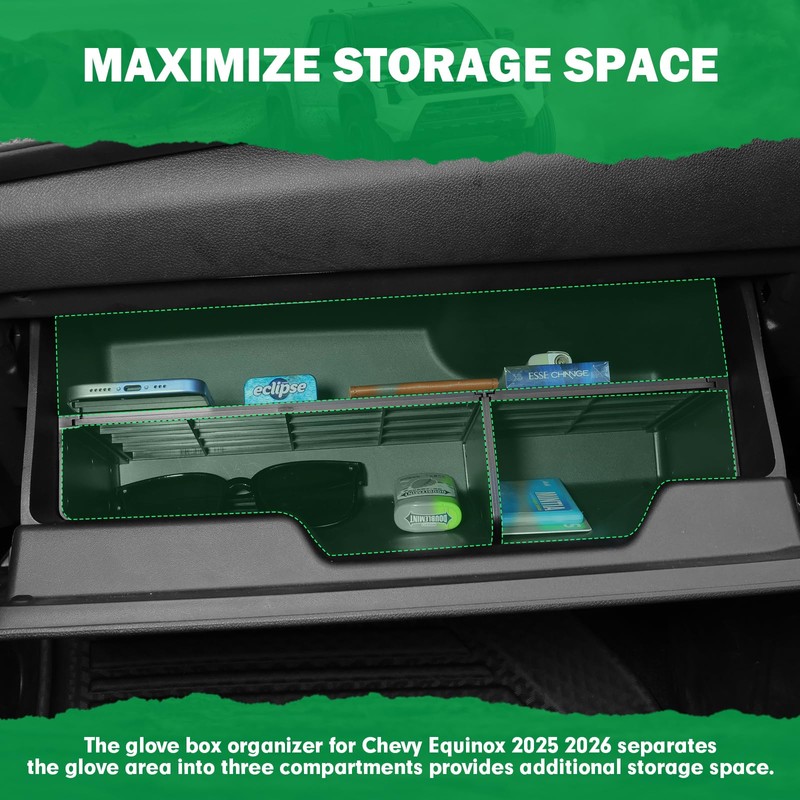 Karltys Glove Box Organizer for Chevy Equinox(LT/Active/RS) 2025 2026 Accessories