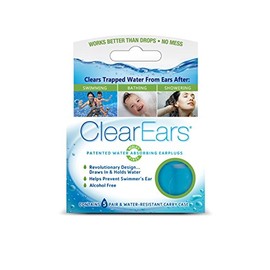 Clear Ears Water Absorbing Earplugs 5 Pairs, for Swimming, Bathing or Showering, Carry Case, for Adults or Kids.