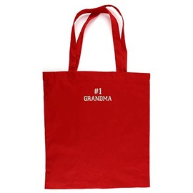 Trendy Apparel Shop Number #1 Grandma Embroidered Cotton Canvas Light Weight Tote Bag - Red