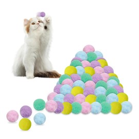Andiker Cat Sparkle Balls, 1.5 Inches 20 pcs Colorful Tinsel Cat Glitter Balls Chew and Chase Cat Pom Pom Balls Interactive and Lightweight Cat Toys for Indoor Cats(3cm Macaron)