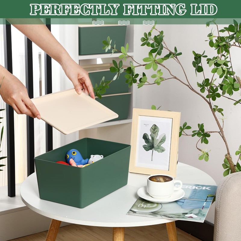 Menkxi 4 Pcs Storage Bins with Lids Plastic Storage Containers