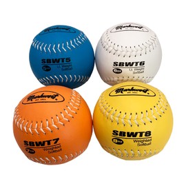 Markwort 12" Weighted Training Softball Set Leather Cover - Set of 4 Balls