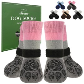 EXPAWLORER Anti Slip Dog Socks to Prevent Licking Paws, Dog Shoes for Hot Pavement, Dog Booties for Hardwood Floors, Dog Boots & Paw Protectors with Grippers for Small Medium Large Senior Dogs Pink M