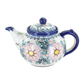Blue Rose Polish Pottery Apple Blossom Teapot