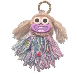 Jineryult Cute Furry Keychain - Goofy Jellyfish-Eyed Car Accessory, Ideal for Bag or Phone Decoration, Purple, 15cm