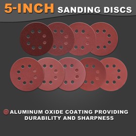 BMOTL 100Pcs 320 Grit Sanding Discs 5 Inch 8 Hole: Woodworking/Metalworking Round Fine Hook and Loop Sandpaper for Random Orbital Sander