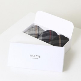 Hazzys (신세계센텀점)백화점BEST선물추천 블랙 체크 배색 중목 양말 3종 세트 HJSS5E152WT Shinsegae Centum City Department Store BEST Gift Recommendation Black Check Color Block Mid-Calf Socks 3-Piece Set HJSS5E152WT