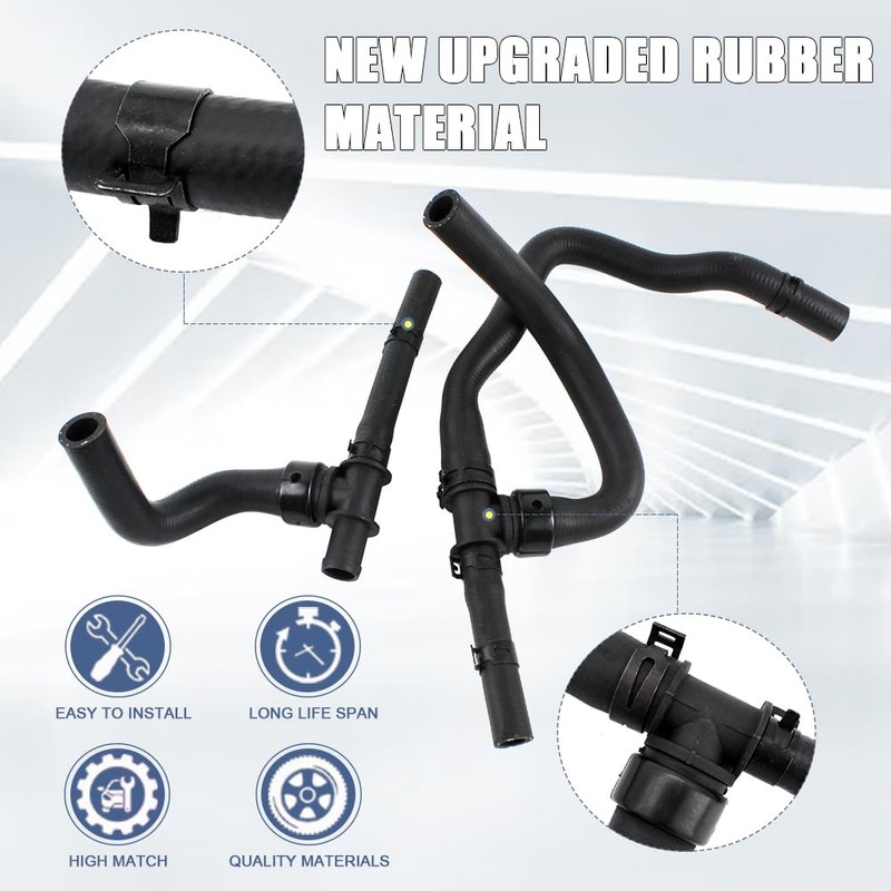 2PCS Rubber Heater Hose With Tee Return -Supply Compatible with
