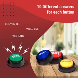 Yes No Button & Maybe Sorry Button, Answer Buzzers Set of 4 Buzzers for Game Show, Sound Button, Gag Gifts