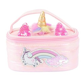 Girabrilla Puffer Unicorn Case Pink, 1 mini Porta Oggetti Rosa con Unicorno iridescente