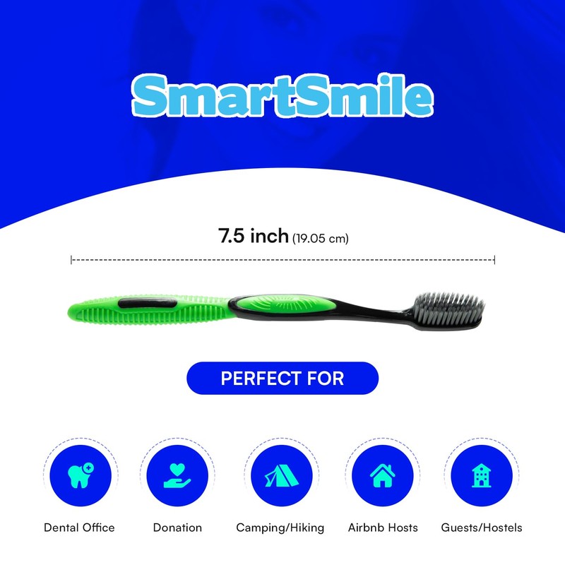 SmartSmile 72 Pcs Bulk Adult Toothbrushes Individually Packaged - Assorted
