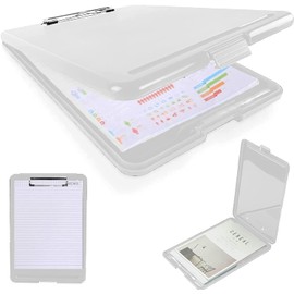 SAYEEC Clear Clipboard with Storage, High Capacity Nursing Clipboard with Pen Holder, Plastic Storage Clipboard Folder with Low Profile Clip, A4 Portable Work Clipboard for Teachers School Office