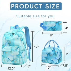 LOIDOU Backpack for Teen Girls Bookbags School Backpack with Lunch Box and Pencil Case 3 in 1 School Bags Set