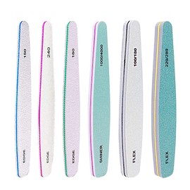 LIKENNY Sponge Nail File, Gel Nail File, Nail File, Double Sided Type, Nail Polish Cuticle, Set of 6 (150, 180, 240, 100/180, 200/280, 1000/4000)