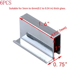 Pastlla 6Pcs 1.6" Glass Finger Edge Pull, Window Display Cabinet Door Clip Polished Chrome Glass Door Handle Clip Glasses Clip (Silver)