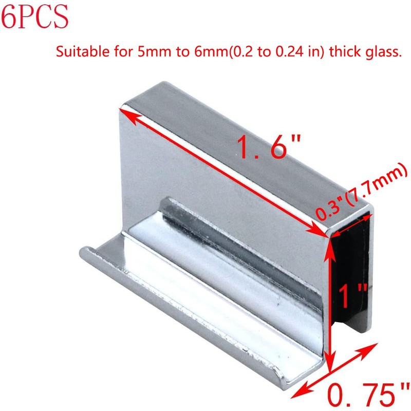 Pastlla 6Pcs 1.6" Glass Finger Edge Pull, Window Display Cabinet