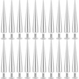 GORGECRAFT 1 Box 30 Sets 40mm Silver Spikes Metal Alloy Spike Studs Cone Punk Round Screwback Stud Leathercraft Decoration Tree Large Rivets for Leather Clothing Jackets Shoes DIY Crafts Accessories
