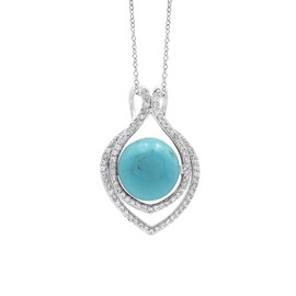 Ravishing Impressions Sterling Silver Turquoise Necklace for Mom Dainty Blue Gemstone Necklace for Women Rhodium Plated