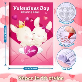 BenLouis 24 Pcs Valentines Day Mini Coloring Books Kids with 24 Crayons Valentine Day School Party Favors Activity Books Bulk for Kids Preschool Valentine's Day Classroom Exchange Gift