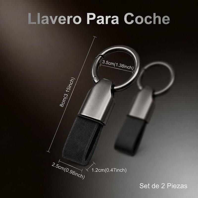 Llavero para Auto Hombre, Llaveros de Acero y Cuero Desmontable