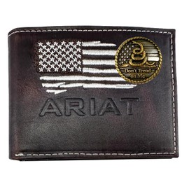 Custom U. S. Don't Tread On Me ARIAT Ghost Flag Bi-Fold Leather Wallet