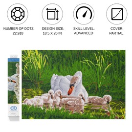 DIAMOND DOTZ Mother Swan & Signets Diamond Painting Kits for Adults - Diamond Art Kits a Relaxing Creative Craft Kit with Dotz Gems 16.1x24.4