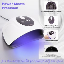 Aokitec 150W UV Lampe für Gelnägel, LED Lampe Nägel Nagellack Trocknergerät UV Lampe für alle Arten von Nail Art| 4-Timer| 99s Low Heat Option| Auto Sensor| Maniküre&Pediküre, Geschenke für Frauen