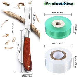 Grafting Gardening Knife for Pruning 2 Grafting Tape Double Blades Garden Knife for Budding Pruning with Plants Repair Tapes Rolls for Floral Fruit Tree