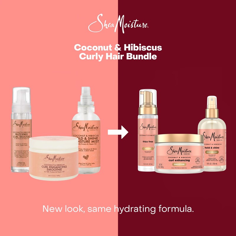 SheaMoisture Curl Care Bundle, Coconut & Hibiscus, Curl Enhancing Smoothie,