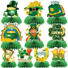 DTOFOOT 10 Pcs St.Patrick's Day Honeycomb Centerpieces, St Patricks Day Table Decoration Shamrocks Beer for Irish Table Topper 3D Table Honeycomb Decor for St. Patrick's Party