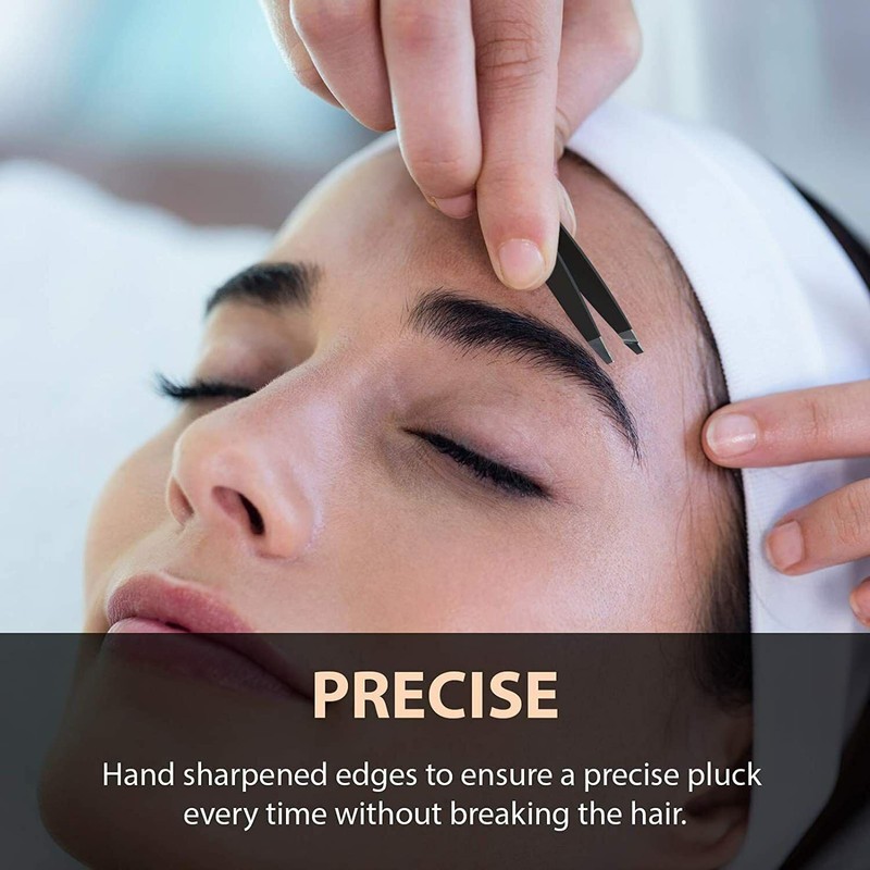 Stainless Steel Hair Eyebrow Tweezers Plucker Puller Beauty Nail Slanted