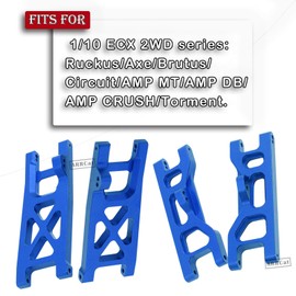 4pcs Aluminum Front Rear Lower Suspension A-Arms Upgrades Part for Ecx 1/10 2WD Ruckus/Axe/Brutus/Circuit/AMP MT/AMP DB/AMP Crush/K&N Torment, Hop-Up Parts,#ECX1018#ECX1019 (Dark Blue)