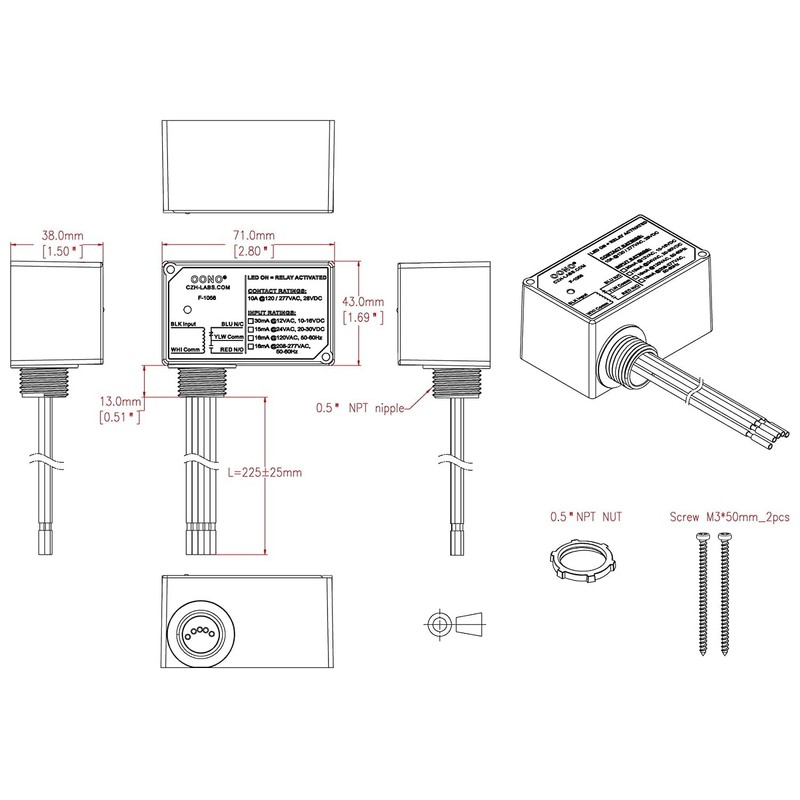 SPDT 10Amp Power Relay Module, Plastic Enclosure and Pre-Wired (AC/DC