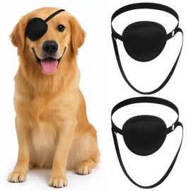 Classicseali 2pcs Eye Patch for Dogs, Adjustable Dog Eye Patch, Soft and Comfortable Eyes Patches, Used for Postoperative Eyes Injuries in Medium and Large Dogs, Black