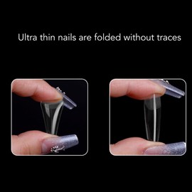 550 Uds Puntas de uñAs Ultrafinas sin Costura Semiesmeriladas Prensa en Puntas de uñAs Postizas Transparentes Puntas de ExtensióN de uñAs Postizas para Arte de uñAs DIY para Salones de uñAs (Largo)