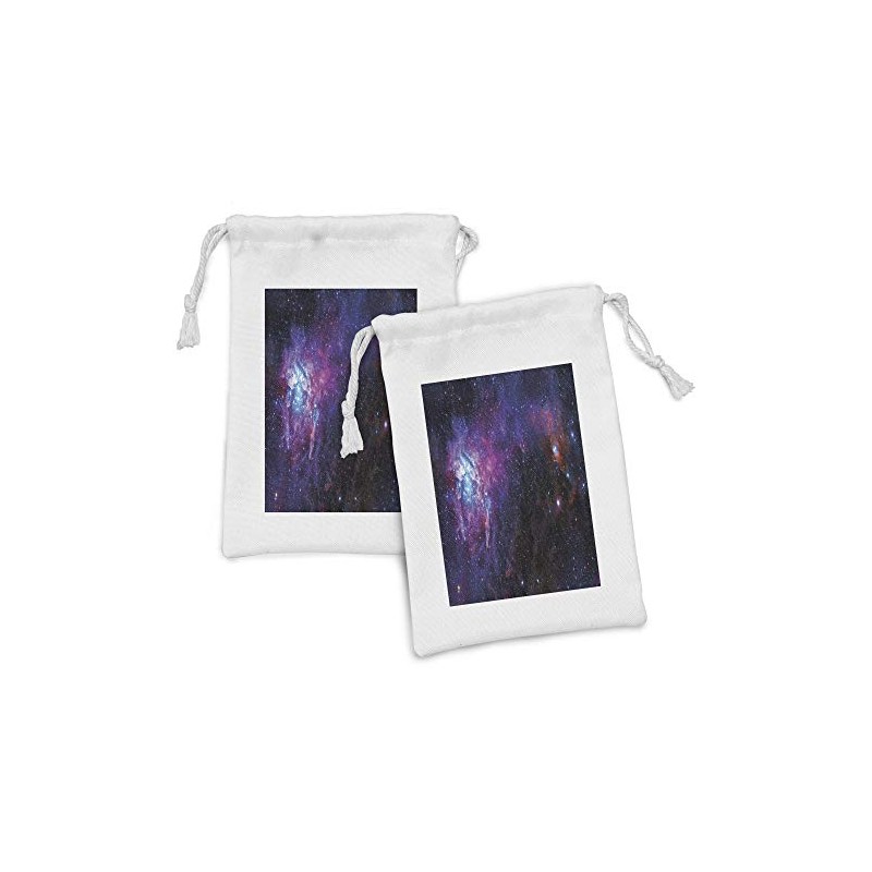 Ambesonne Galaxy Fabric Pouch Set of 2, Starry Night Nebula