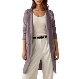 Timuspo Coatigan Long with 2 Pockets Open Front Oversized Cardigan for Women Elegant Coats Casual Solid Winter Jackets Light Brown M