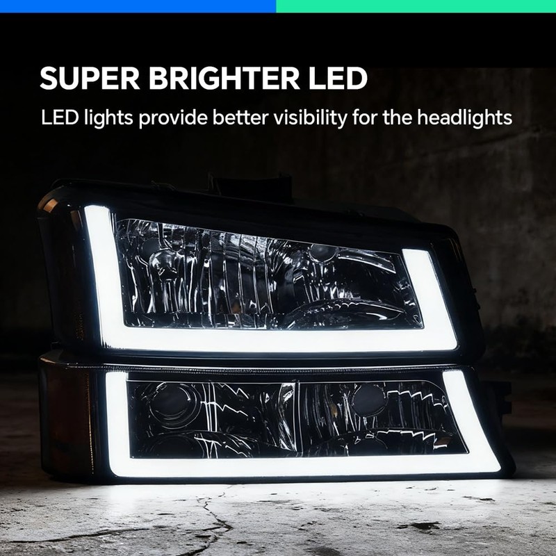 G-PLUS LED DRL Headlights, Compatible with 2003-2006 Chevy Avalanche 1500