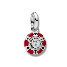 Spielchip Casino Lucky Nr. 7 Jeton Glückspiel Las Vegas Style - Charm 925 Sterling Silber - Armband Bettelarmband Kette Anhänger