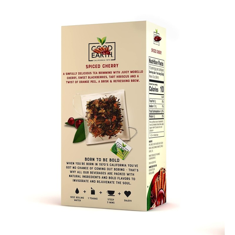 G00DEARTH Herbal Tea Spiced Cherry Flavored, Pack of 60 Teabags,