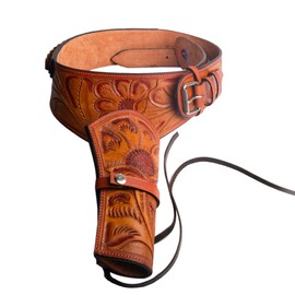 Hulara Full Grain DD Harness Buff Leather Western Gun Holster for Men Heritage Rough Rider 357 Magnum Holster Cowboy Gun Belt and Holster .38/.357 Cal Revolver Holster