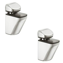 Gedotec Serafin Glass Shelf Support Shelf Support | Polished Chrome | Clamping Shelf Support for Wood and Glass | Design Shelf Support for Shelf Thickness 4-25 mm | Pack of 2